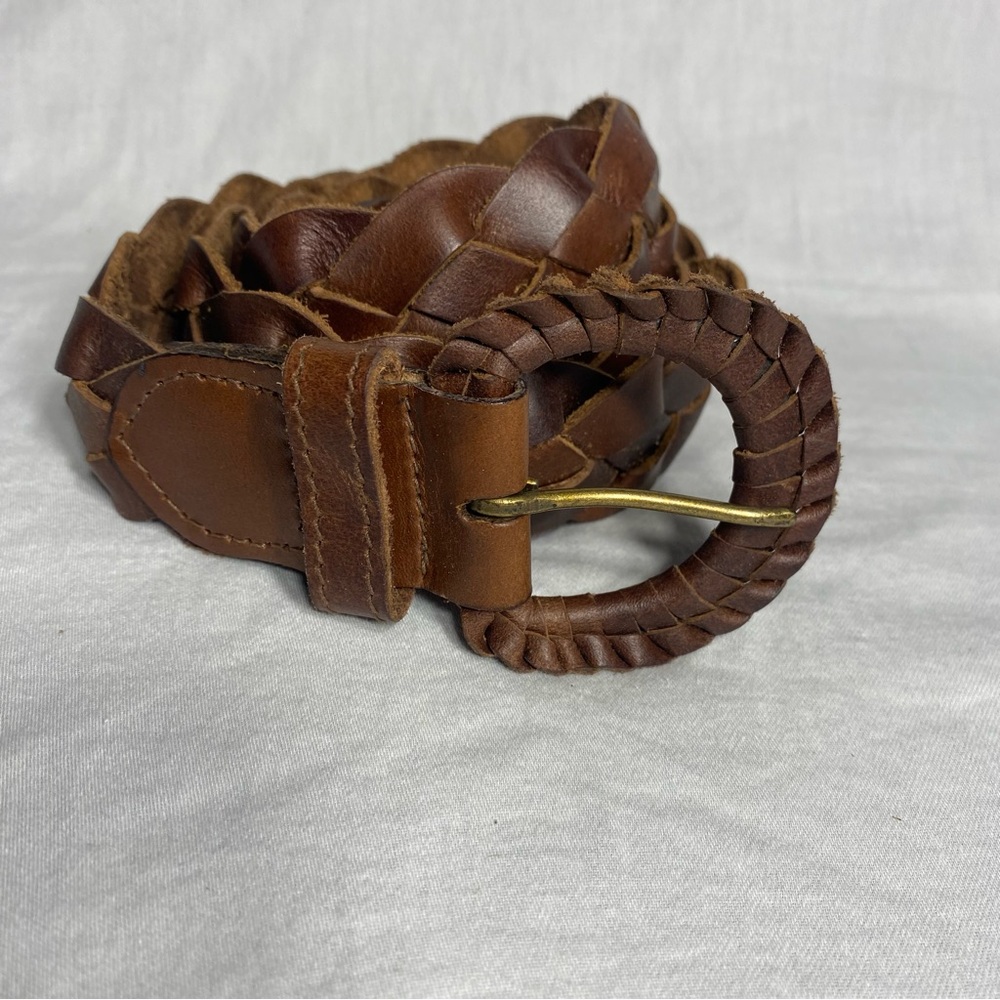 Elegant Brown Braided Leather Belt